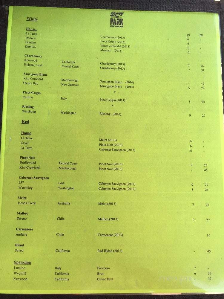Derby on Park - Jacksonville, FL menu_pic