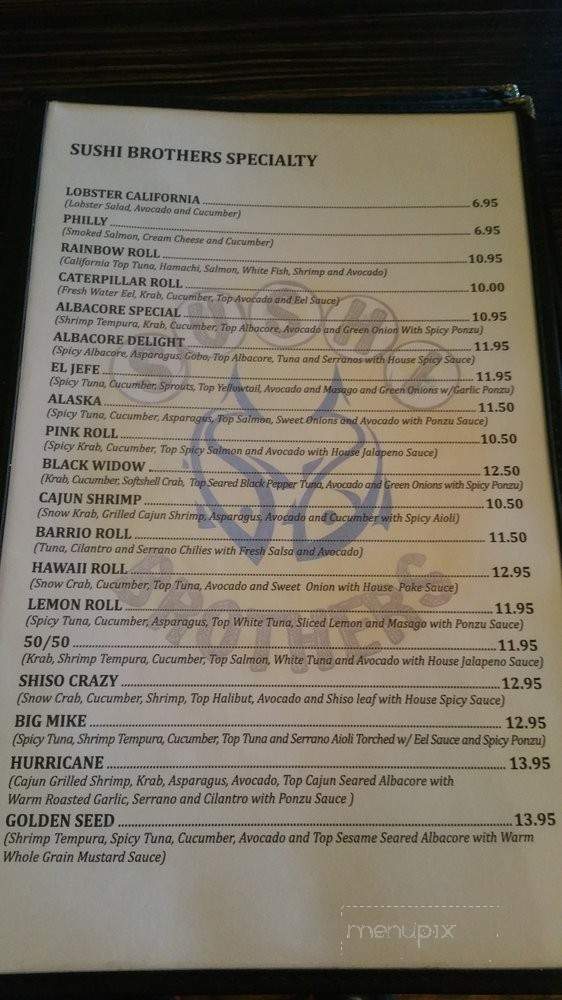 Sushi Brothers - Encinitas, CA menu_pic