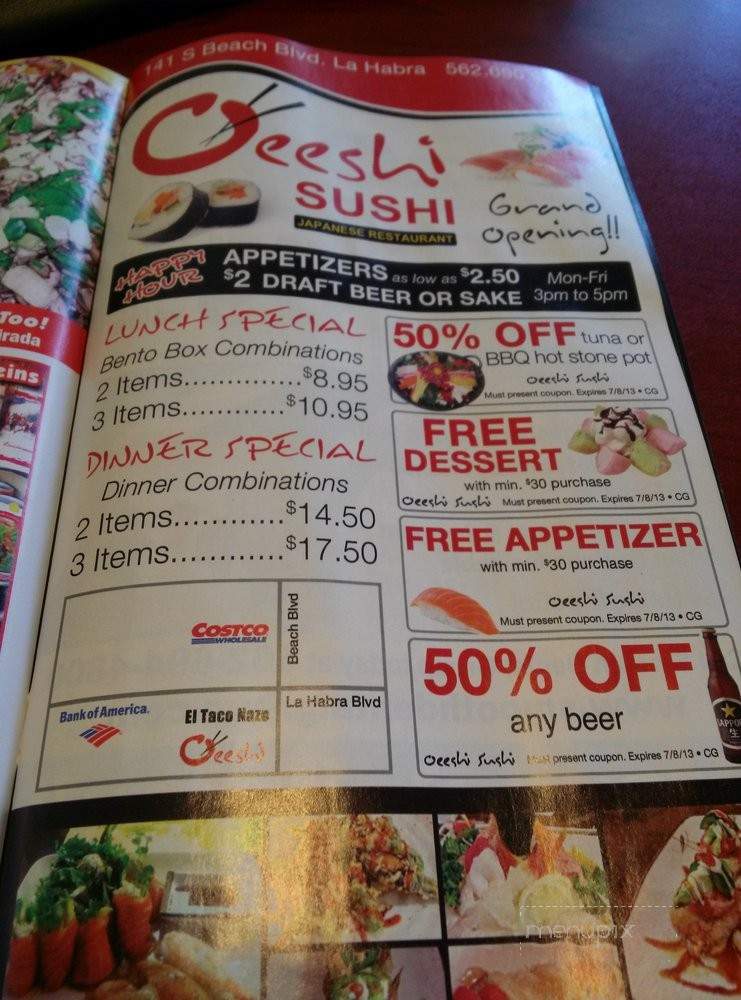 Oeeshi Sushi - La Habra, CA menu_pic