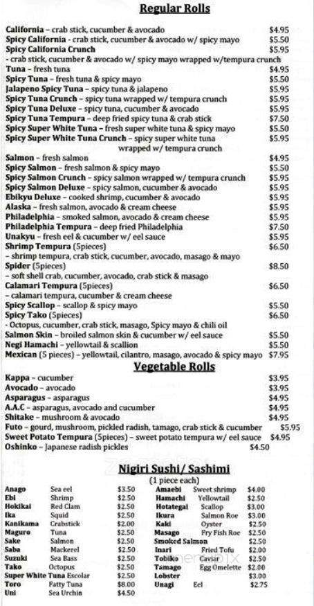 Hatsu Hana Sushi - Chicago, IL menu_pic
