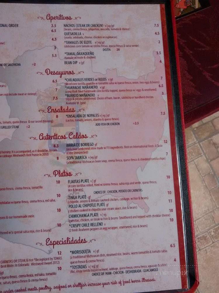 Tarasco's New Latino Cuisine - Denver, CO menu_pic
