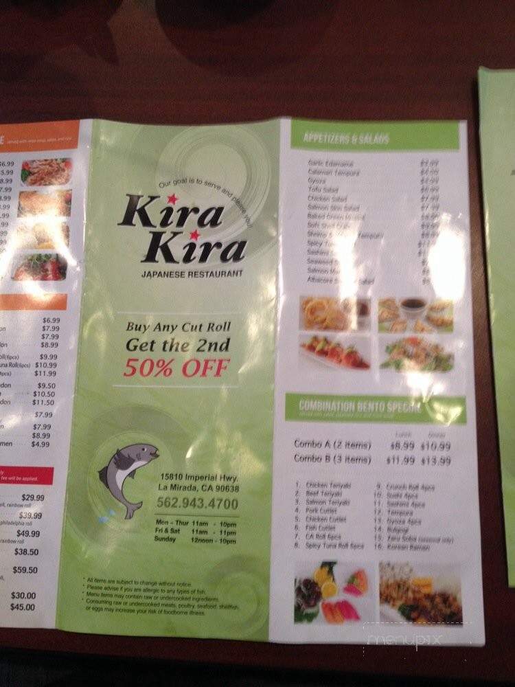 Kira Kira - La Mirada, CA menu_pic