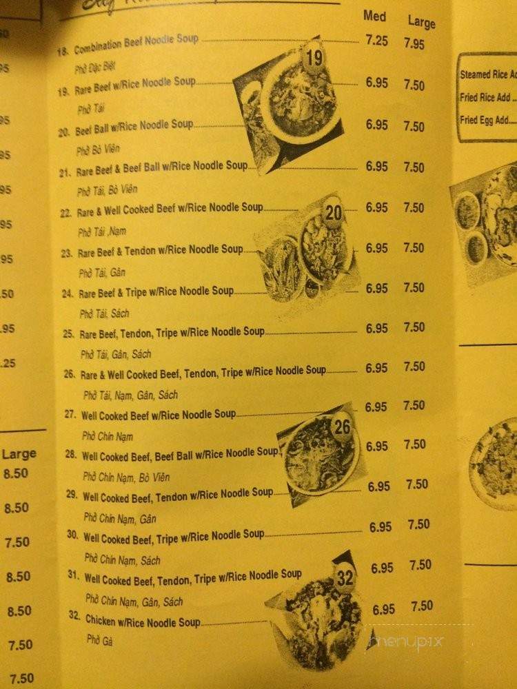 Pho Sam Restaurant - San Ramon, CA menu_pic