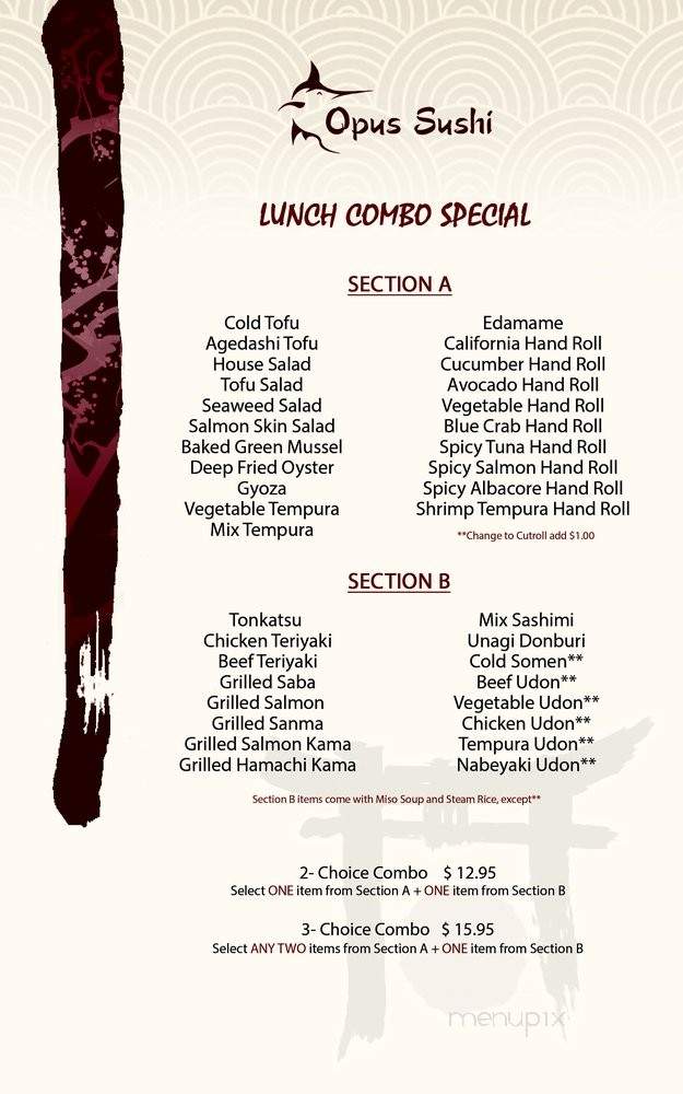 Opus Sushi - Arcadia, CA menu_pic