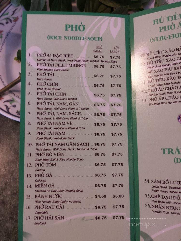 Pho 45 - La Mirada, CA menu_pic