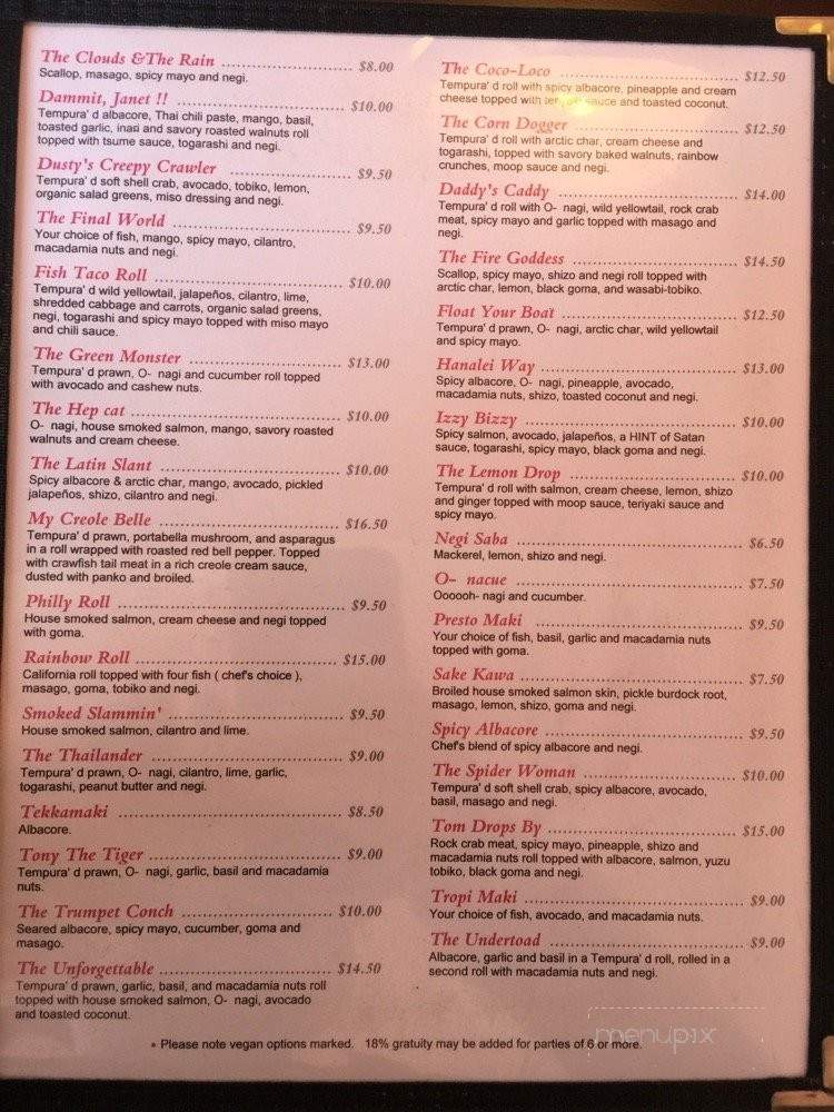 Geisha - Capitola, CA menu_pic