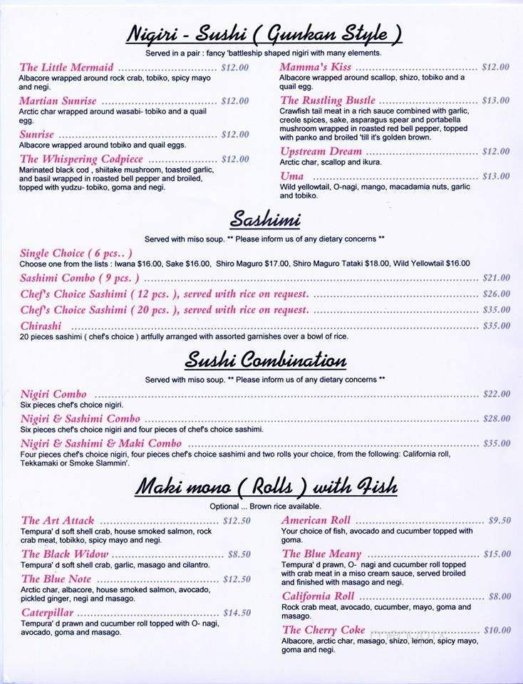 Geisha - Capitola, CA menu_pic