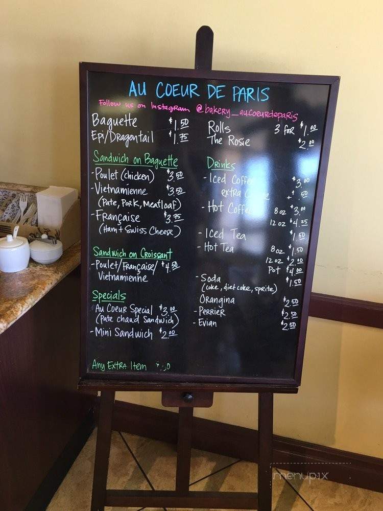 Au Coeur De Paris - Westminster, CA menu_pic