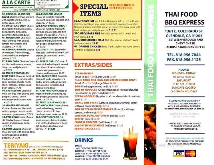Thai Food Express - Glendale, CA menu_pic