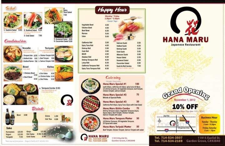 Hana Maru - Garden Grove, CA menu_pic