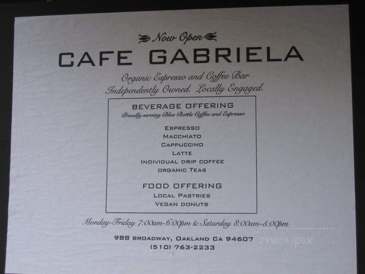 Cafe Gabriela - Oakland, CA menu_pic