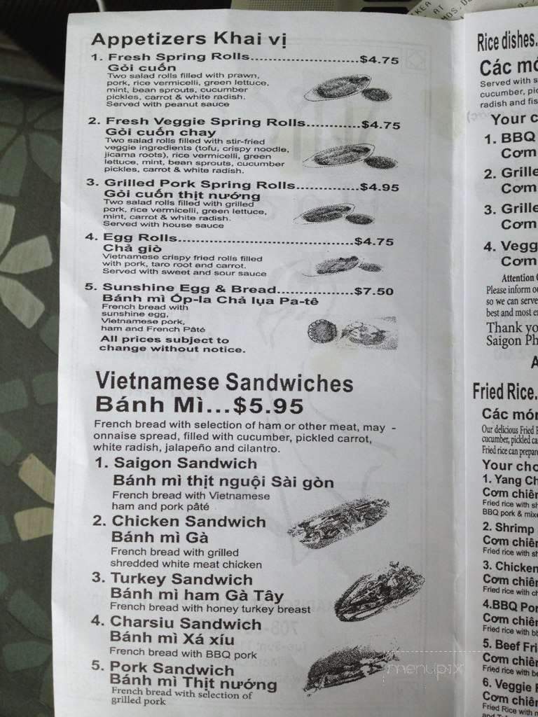 SaiGon Pho & Cafe - Forest Park, IL menu_pic