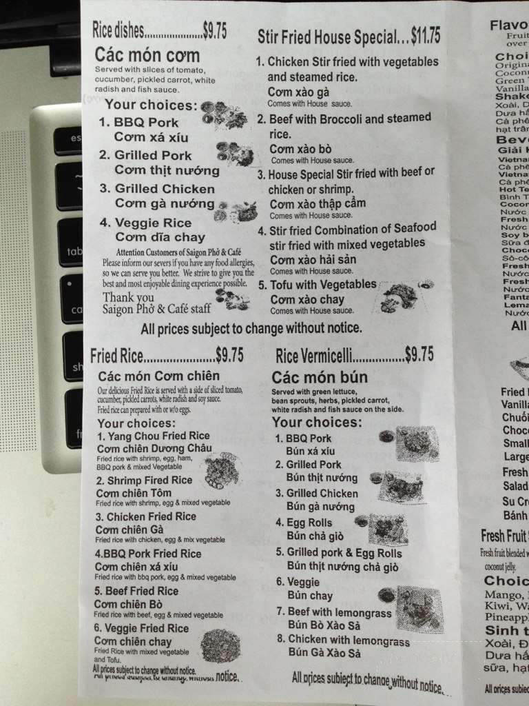 SaiGon Pho & Cafe - Forest Park, IL menu_pic