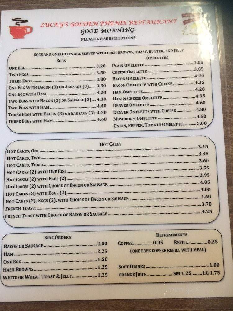 Lucky's Breakfast - San Diego, CA menu_pic