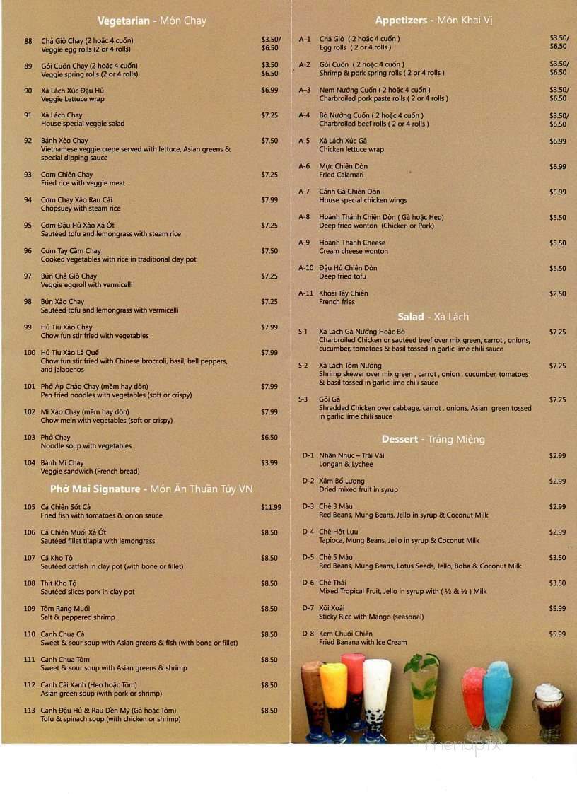 Pho Mai - Upland, CA menu_pic