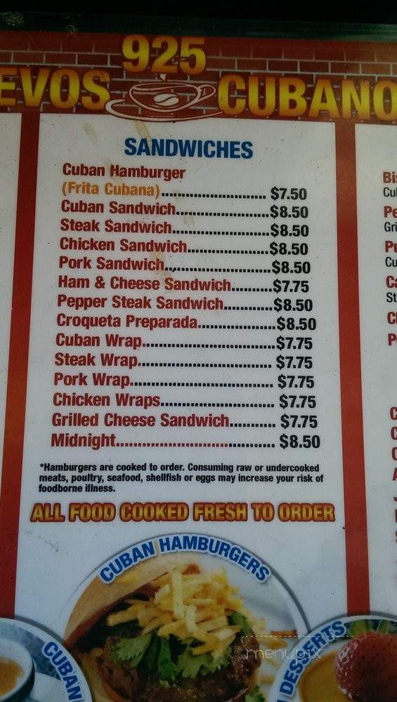 925 Nuevo's Cubano's - Fort Lauderdale, FL menu_pic