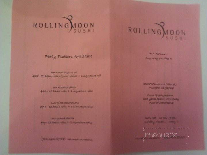 Rolling Moon Sushi Rolls - Murrieta, CA menu_pic