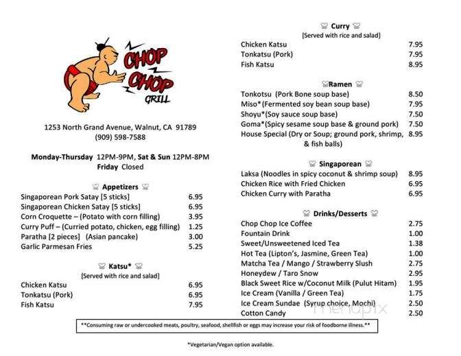 Chop Chop Grill - Walnut, CA menu_pic