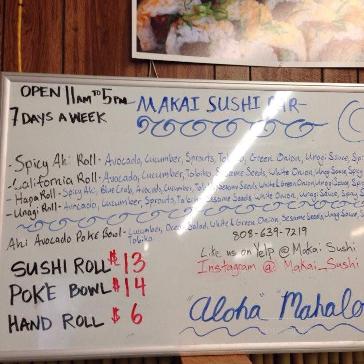 Makai Sushi - Koloa, HI menu_pic