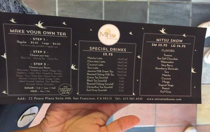 Mitsu Teahouse - San Francisco, CA menu_pic