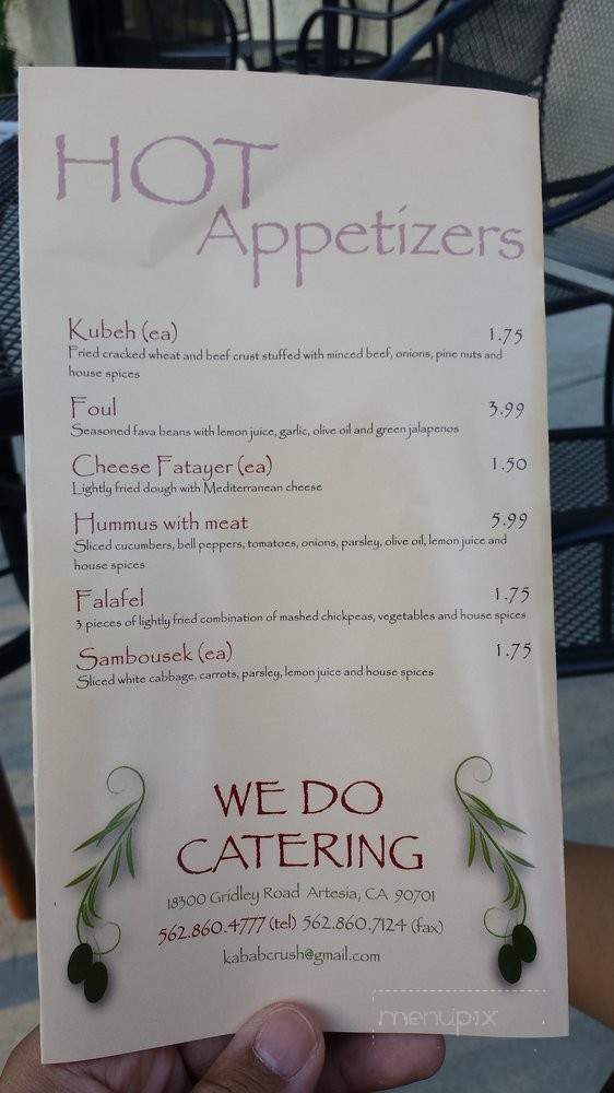 Kabab Crush - Artesia, CA menu_pic