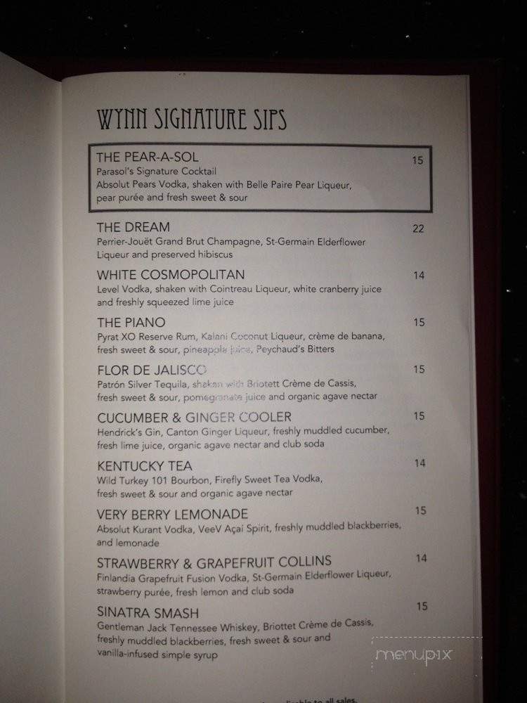 Parasol Up / Parasol Down - Las Vegas, NV menu_pic