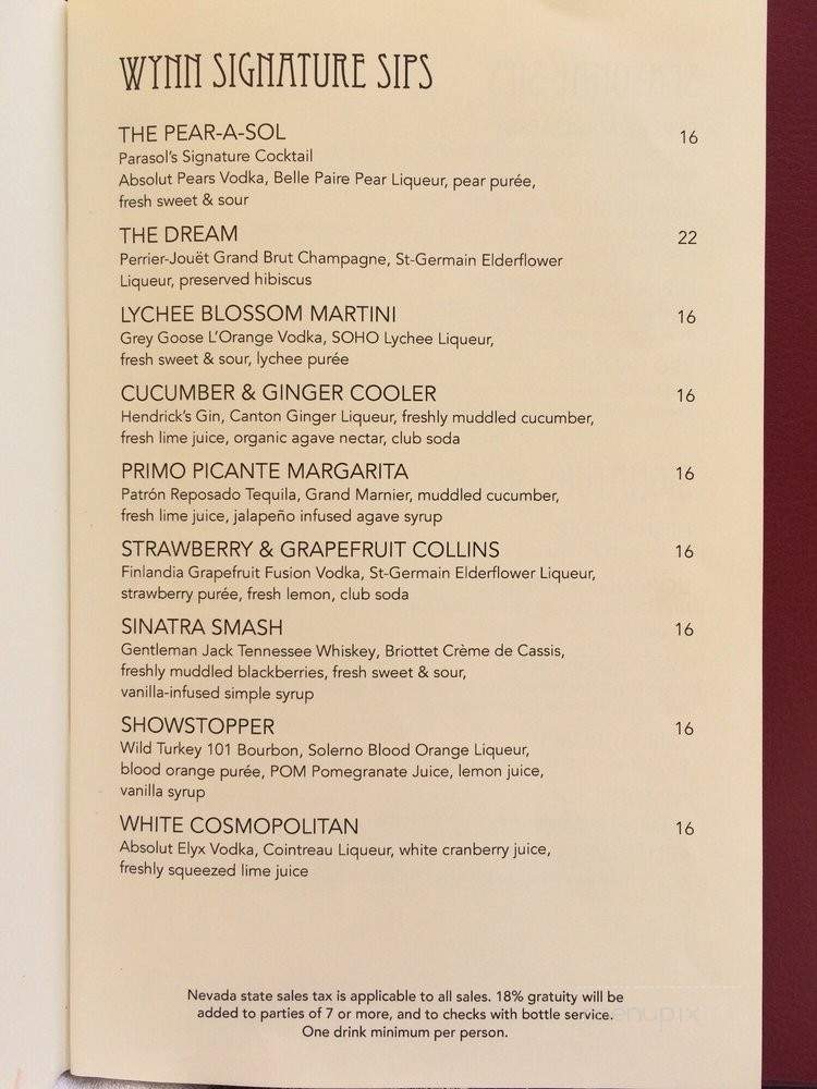 Parasol Up / Parasol Down - Las Vegas, NV menu_pic