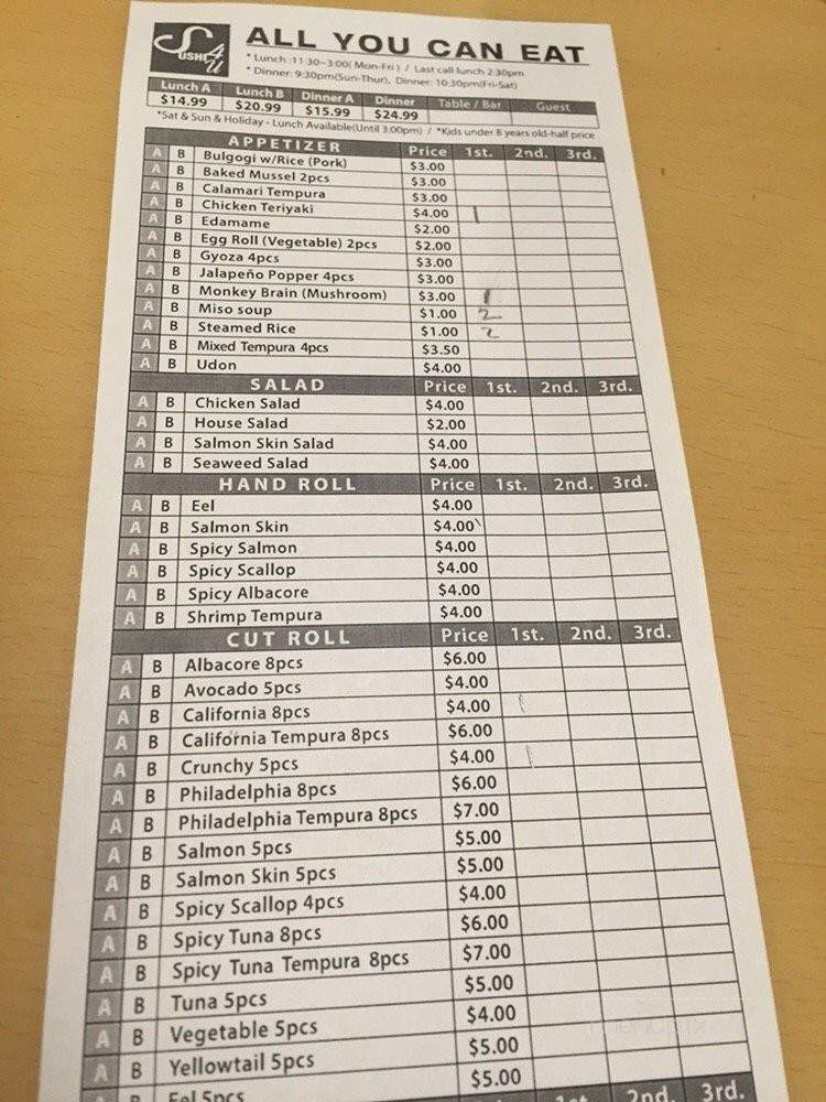 Sushi4u - Fullerton, CA menu_pic