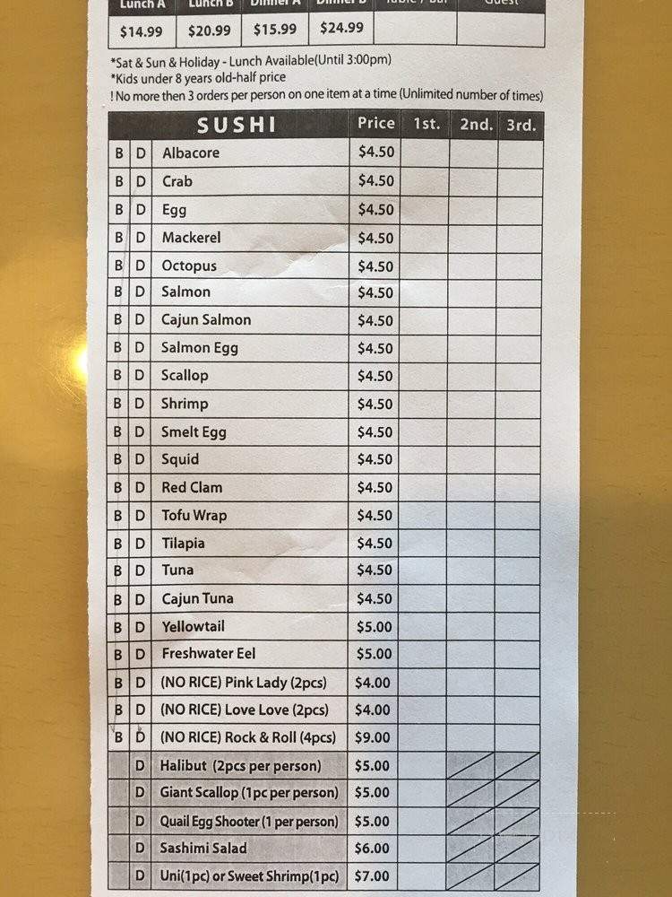 Sushi4u - Fullerton, CA menu_pic