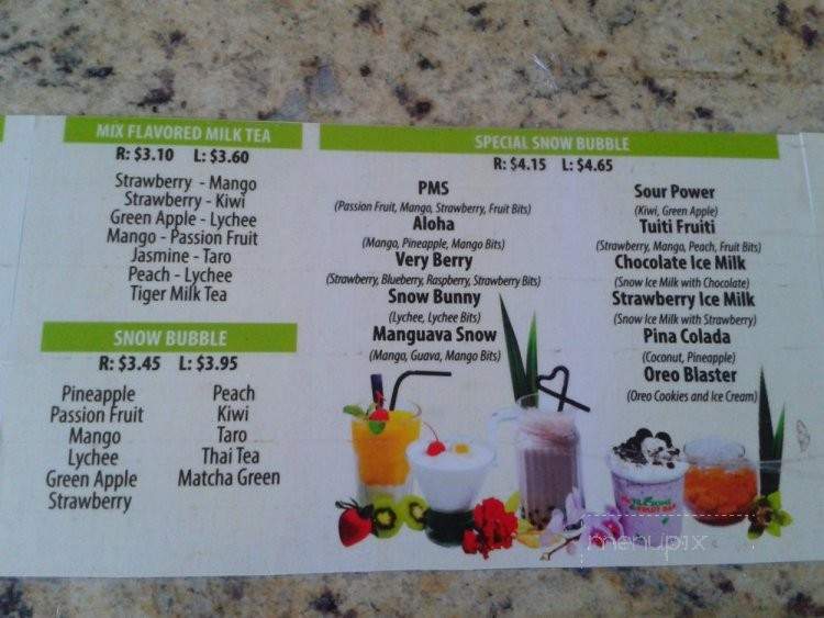 The Tea Zone & Fruit Bar - San Jose, CA menu_pic