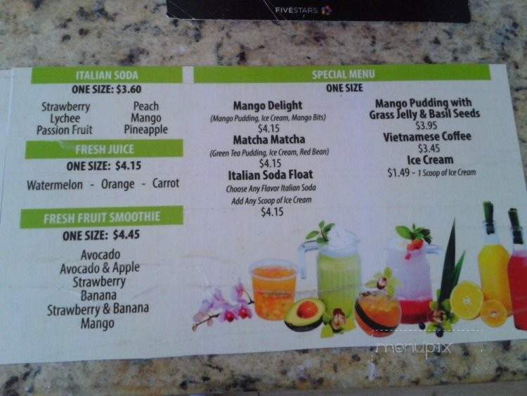 The Tea Zone & Fruit Bar - San Jose, CA menu_pic