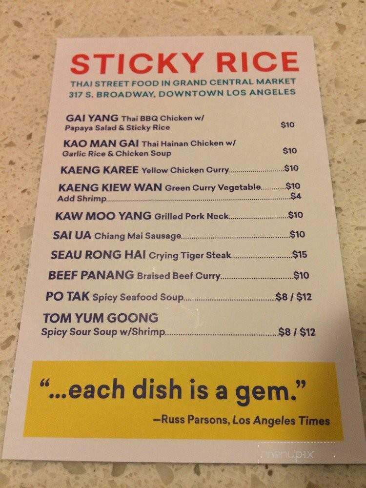 Sticky Rice - Los Angeles, CA menu_pic