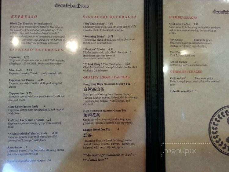 De Cafe Baristas - Monterey Park, CA menu_pic