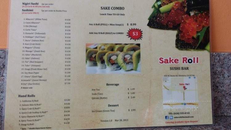 Sake Roll Sushi Bar - Glendora, CA menu_pic