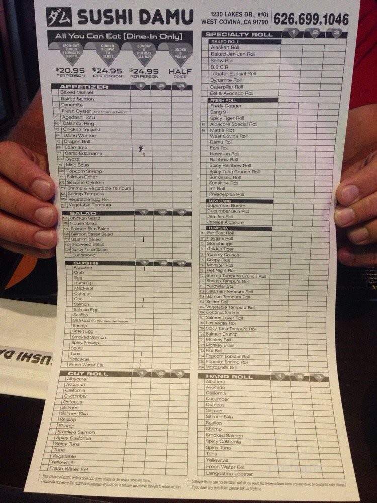 Sushi Damu - West Covina, CA menu_pic