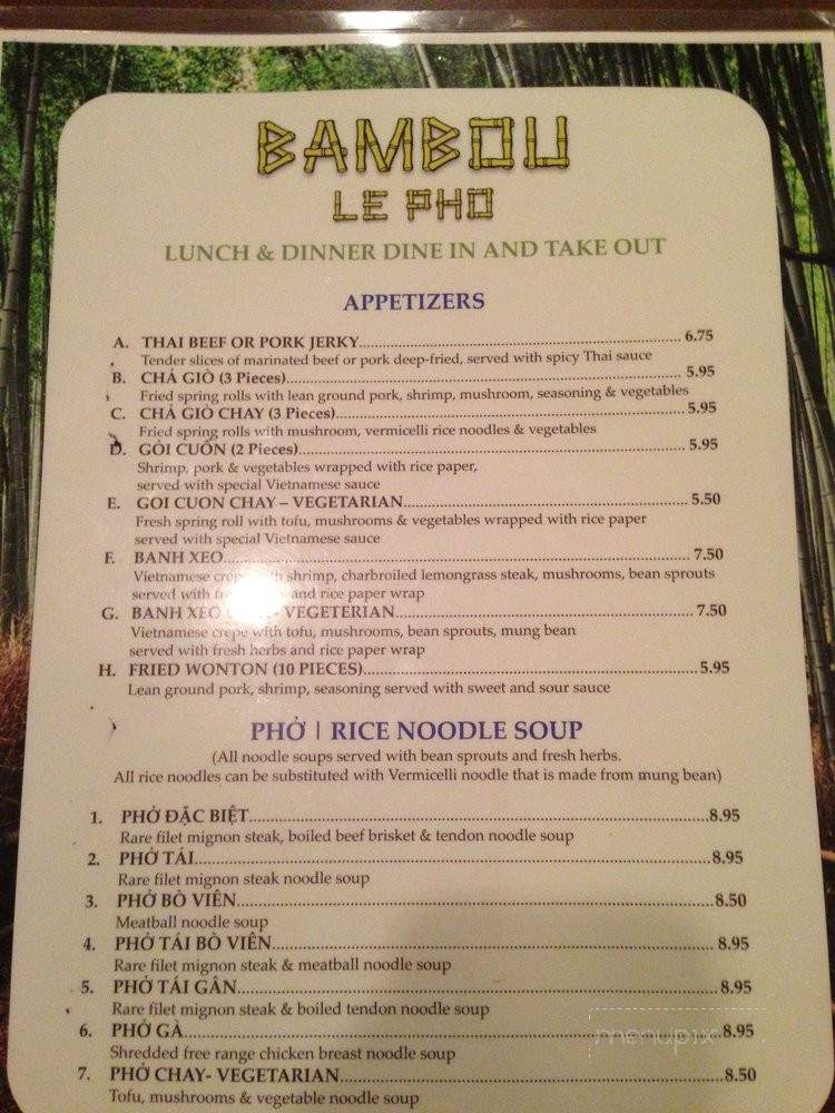 Bambou Le Pho - West Hollywood, CA menu_pic