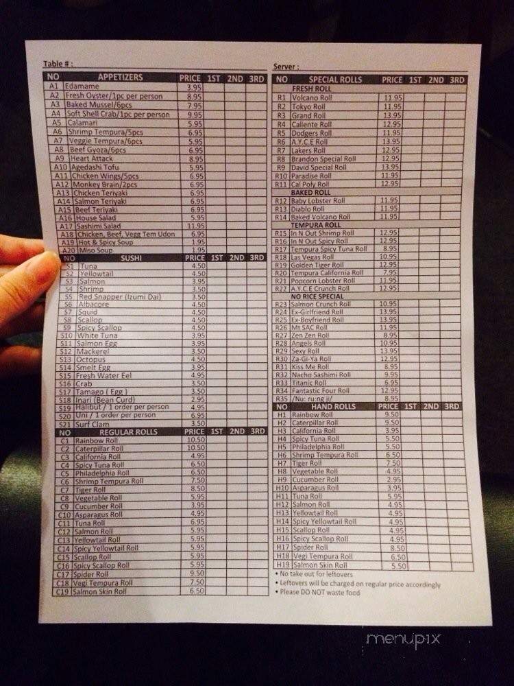 AYCE Sushi - West Covina, CA menu_pic