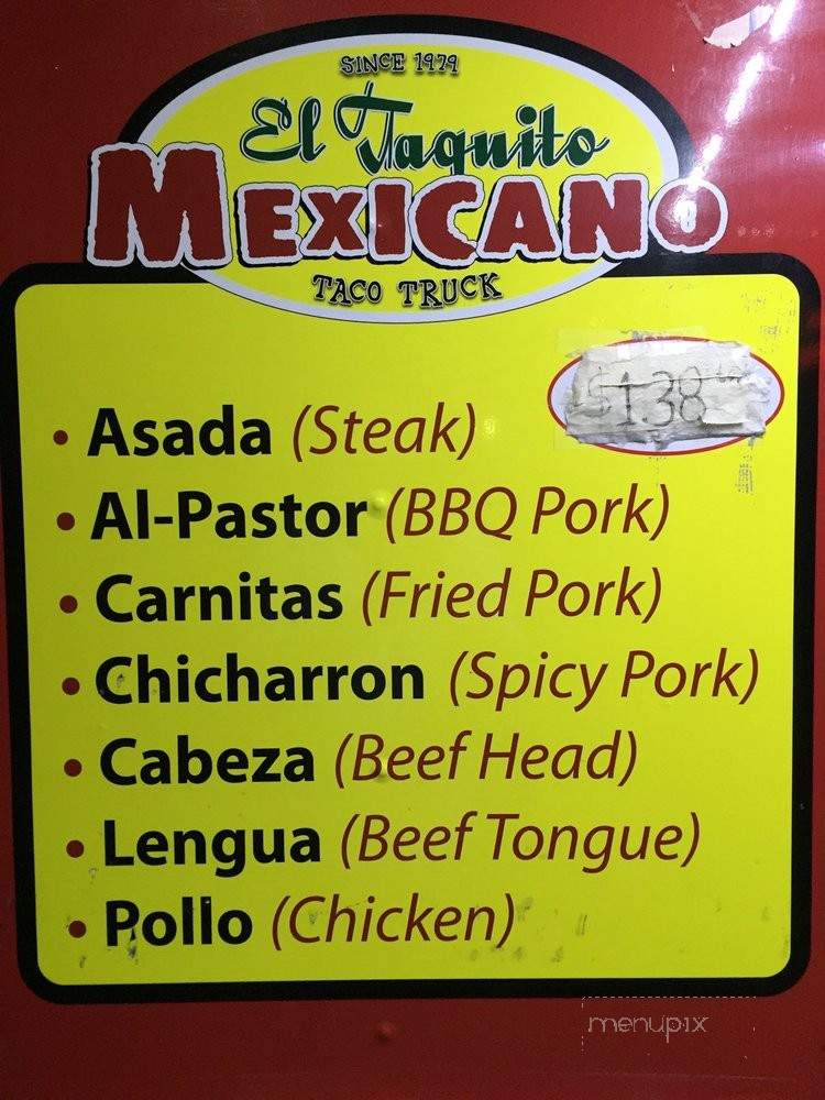 El Taquito Mexicano Truck - Pasadena, CA menu_pic