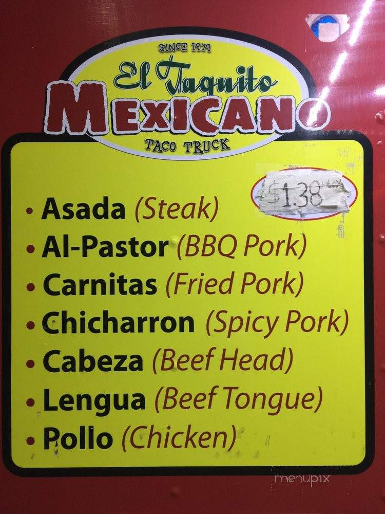 El Taquito Mexicano Truck - Pasadena, CA menu_pic