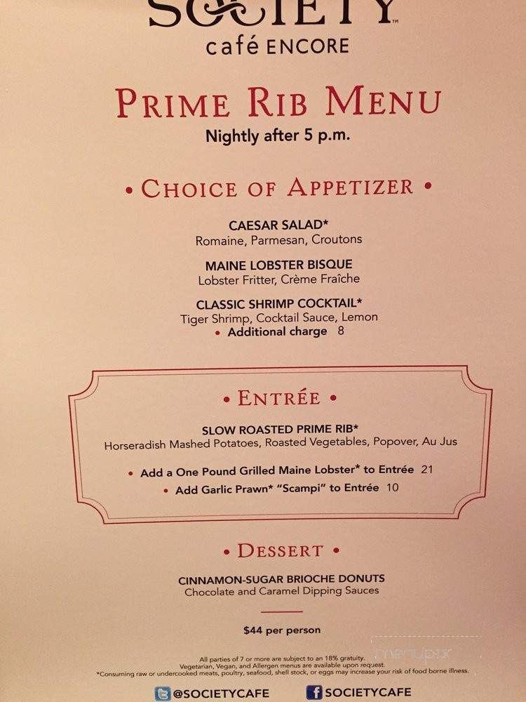 Society Cafe Encore - Las Vegas, NV menu_pic