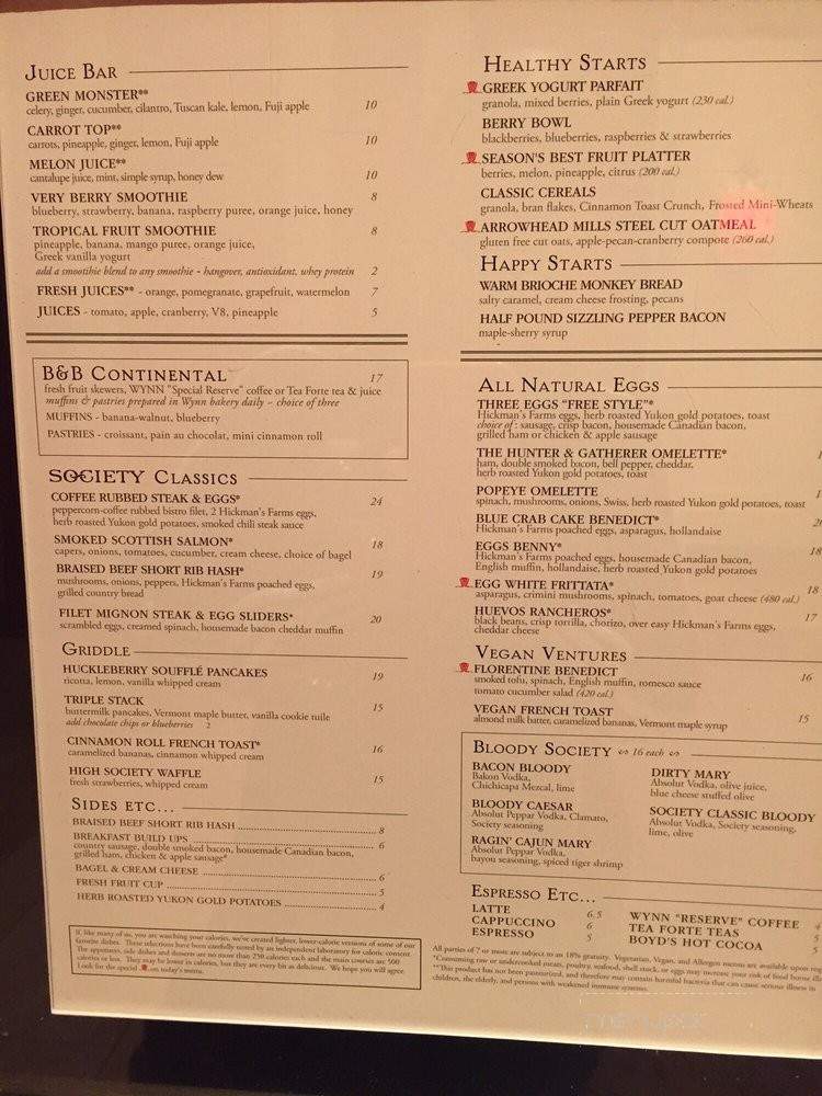 Society Cafe Encore - Las Vegas, NV menu_pic