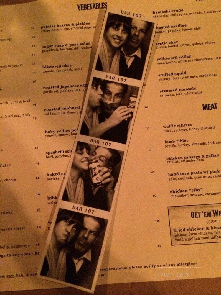 Bar 107 - Los Angeles, CA menu_pic