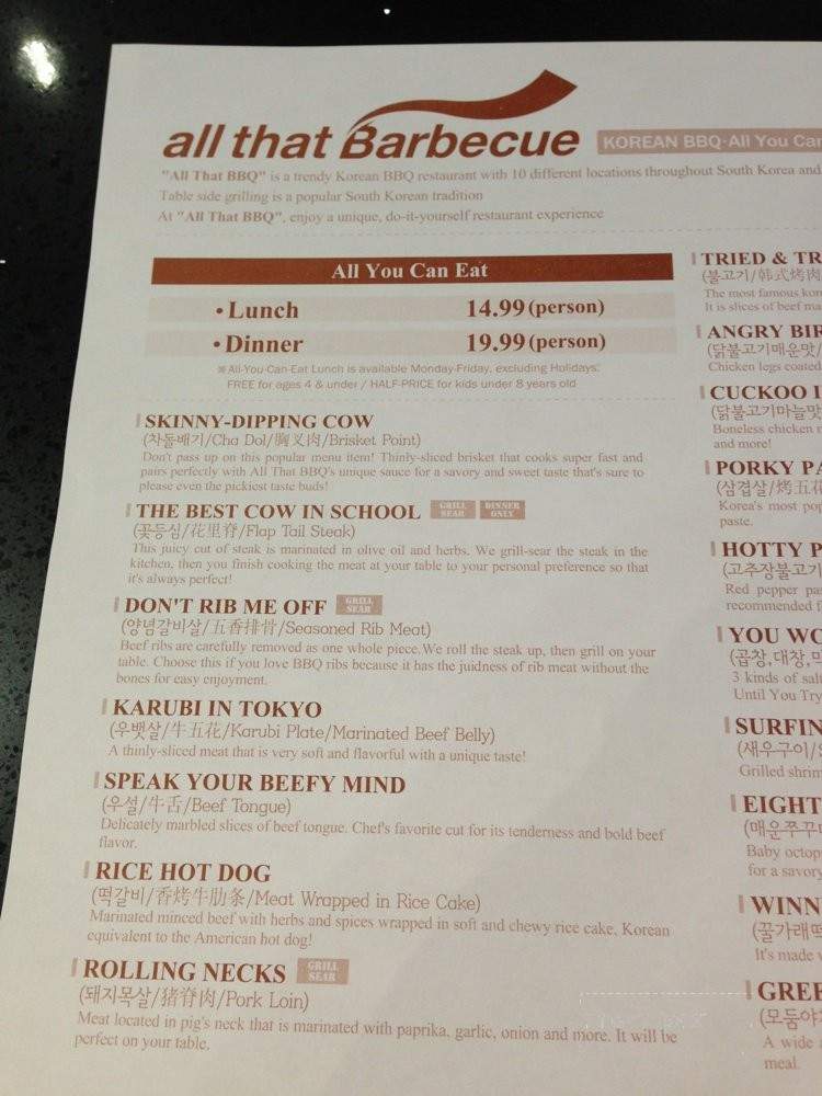 All That Barbecue - Irvine, CA menu_pic