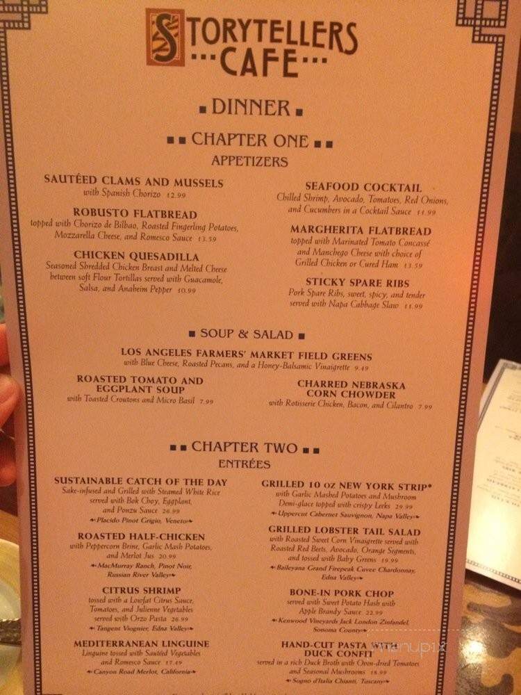Storytellers Cafe - Anaheim, CA menu_pic