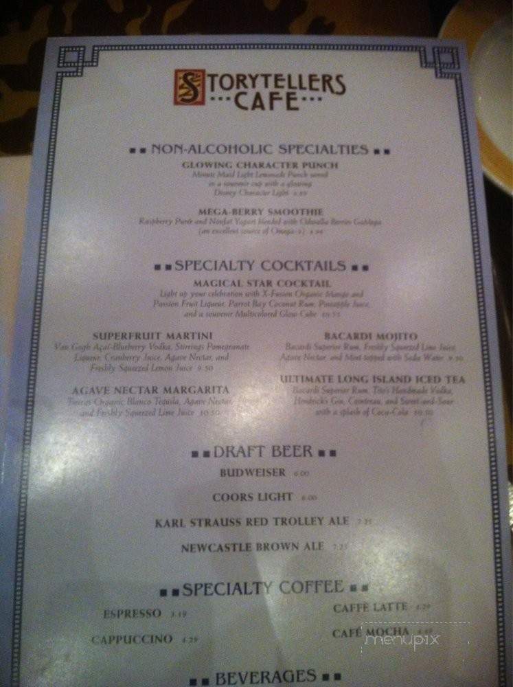 Storytellers Cafe - Anaheim, CA menu_pic