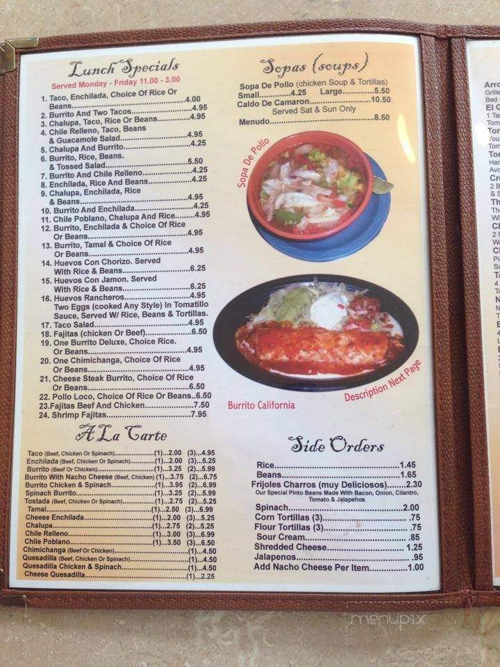 El Acapulco Mexican Restaurant - Granite Quarry, NC menu_pic