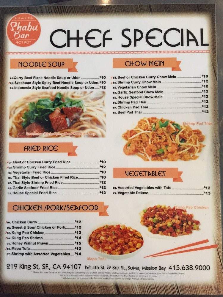 Shabu Bar - San Francisco, CA menu_pic