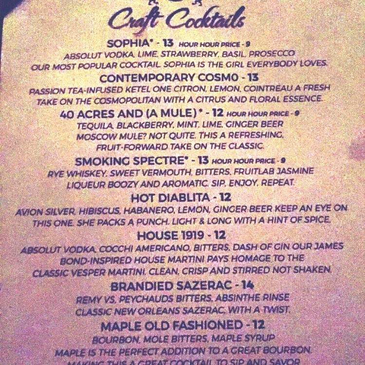 1919 Wine & Mixology - Houston, TX menu_pic