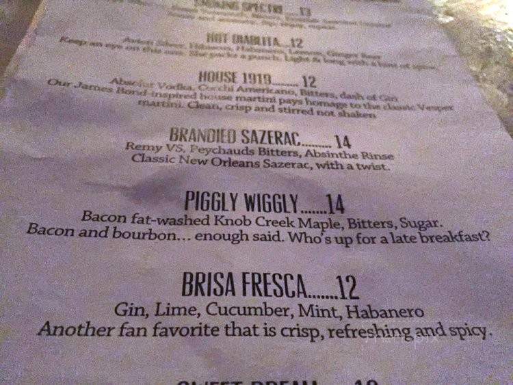 1919 Wine & Mixology - Houston, TX menu_pic