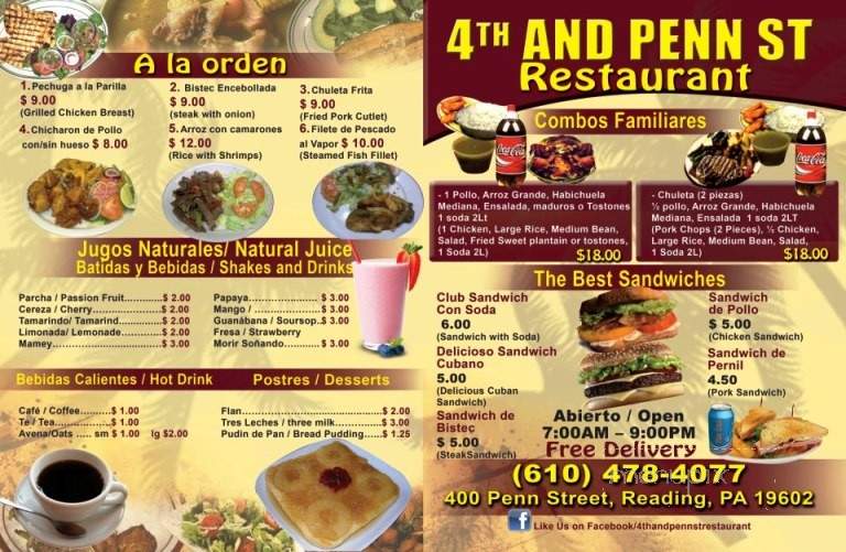 4th & Penn St Restaurant - Reading, PA menu_pic